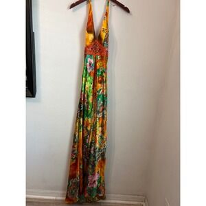 Sue Wong Floral Halter Maxi Gown